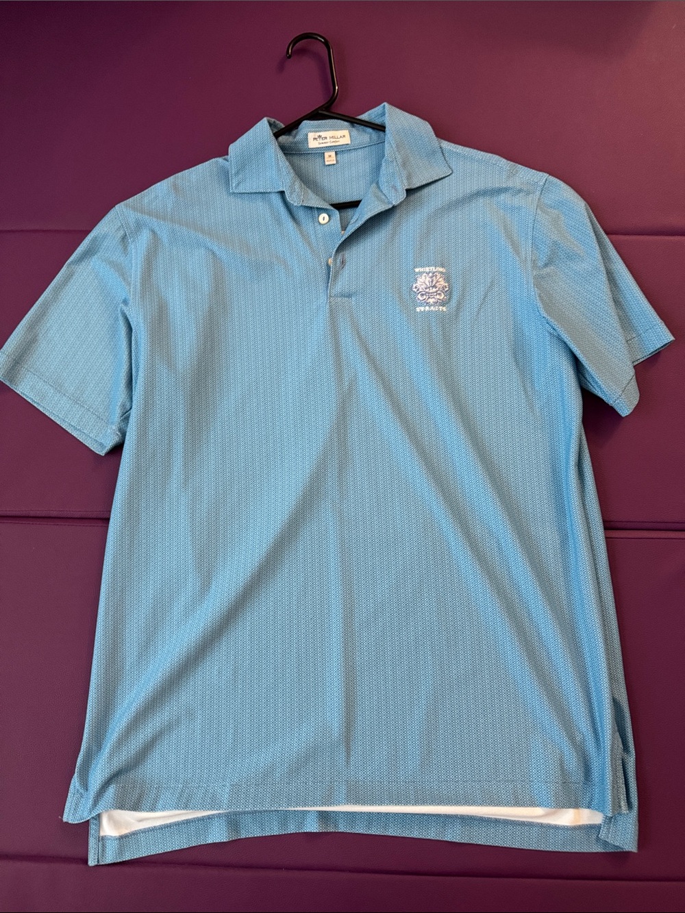 Peter Millar Men’s Sky Blue Performance Polo with Embroidered Crest